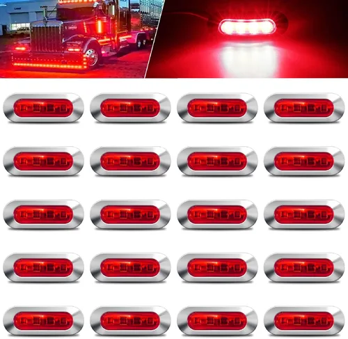Vista 7 de 20 piezas de luces LED azules 12-24V para remolque, luces indicadoras laterales, luces de despeje delanteras y traseras con bisel cromado