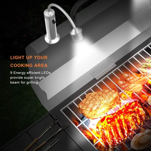 Vista 2 de FIREOR Accesorios para parrilla de barbacoa para exteriores, luces LED magnéticas para barbacoa, cuello de cisne flexible, resistente a