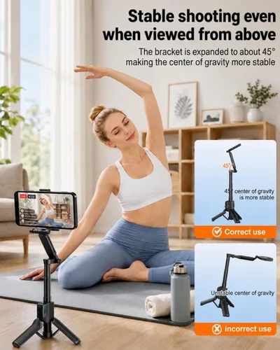 Vista 6 de Mini trípode magnético para selfie stick para iPhone y Android, tamaño de bolsillo de 19 pulgadas, agarre de cámara de teléfono 4 en 1 con control