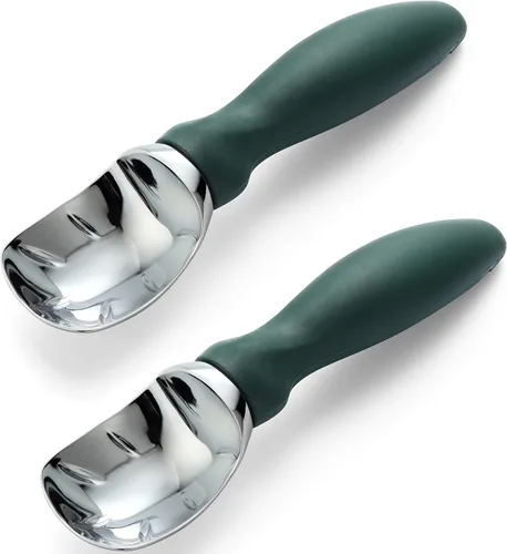 Vista 41 de Spring Chef - Cuchara para helado rosa de alta resistencia con mango suave, cuchara profesional para helado, cuchara de metal para masa de galletas