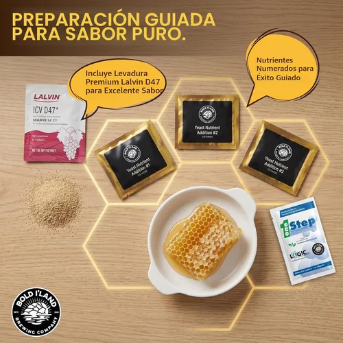 Vista 9 de Kit completo de fabricación de hidromiel para principiantes con levadura e ingredientes de primera calidad - Kit de inicio de elaboración de cerveza