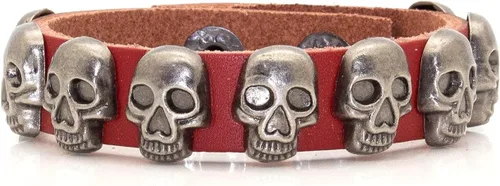 Vista 7 de Xusamss Pulsera de cuero con hebilla de aleación punk rock, muñeca de 7.5 pulgadas