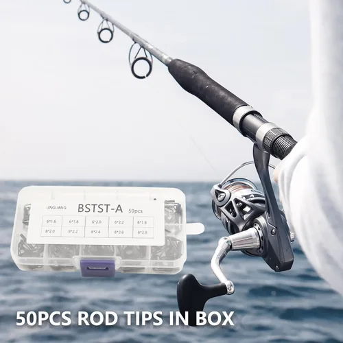 Vista 5 de Fishing Rod Replacement Tips Repair Kit, Fishing Spinning and Baitcasting Rod Stainless Steel Ceramic Ring Tip