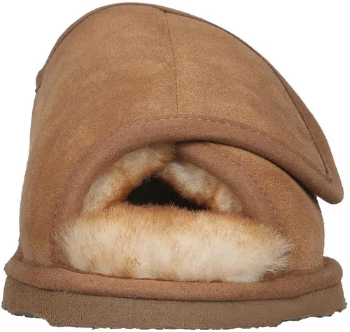 Vista 4 de PAMIR Pantuflas de casa de oveja ajustables para hombre con espuma viscoelástica para interiores y exteriores con puntera abierta