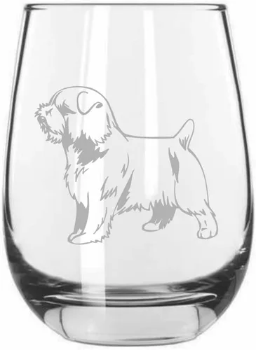 Vista 503 de Shar Pei (chino) - Vaso de vino sin tallo grabado para perro, 15.25 onzas