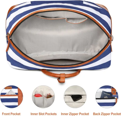 Vista 6 de Bolsa de viaje de lona grande para mujer bolsa de viaje de lona con compartimento para zapatos de 21 pulgadas para mujeres y hombres juego de 3