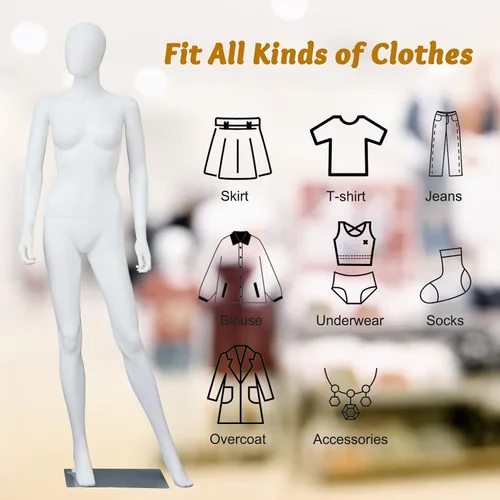 Vista 7 de Maniquí femenino con forma de vestido en exhibición - Maniquí completo ajustable y desmontable de 69 pulgadas, torso de maniquí para costura
