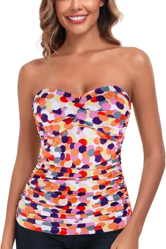 Vista 30 de RELLECIGA Top tankini con control de abdomen para mujer Negro