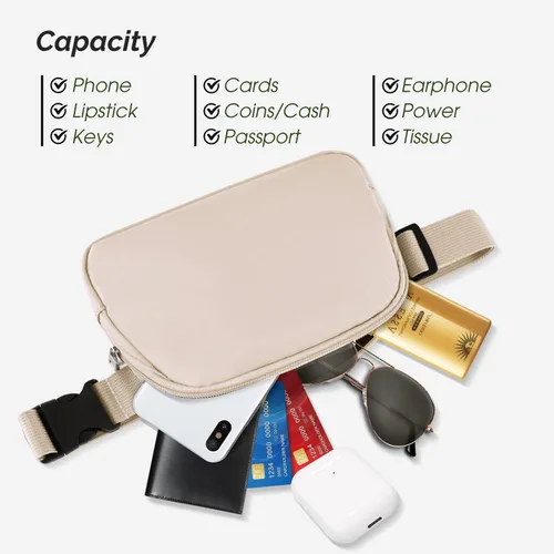 Vista 2 de Riñonera, Beige, Bolsa de cinturón unisex con correa ajustable
