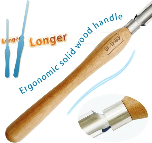 Vista 5 de Gouge de desbaste de husillo de 1 pulgada para torno de madera, herramientas de torneado de madera M2 Cryo HSS con mango de madera de haya
