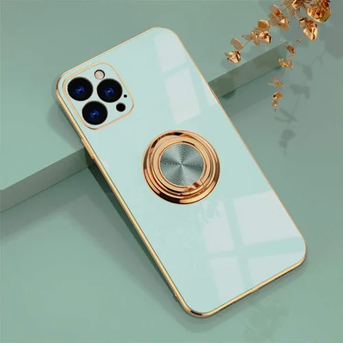Vista 18 de Compatible con iPhone 11 Kickstand, anillo de rotación de 360 grados integrado con borde de oro rosa brillante que funciona con soporte magnético