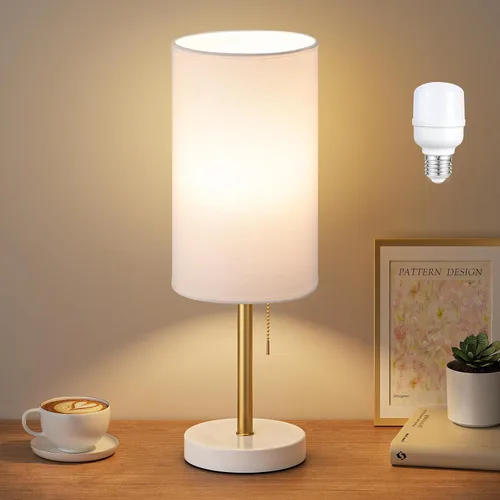 Vista 31 de Lámpara de mesita de noche pequeña para dormitorio, lámpara de escritorio Rosa-Plateado