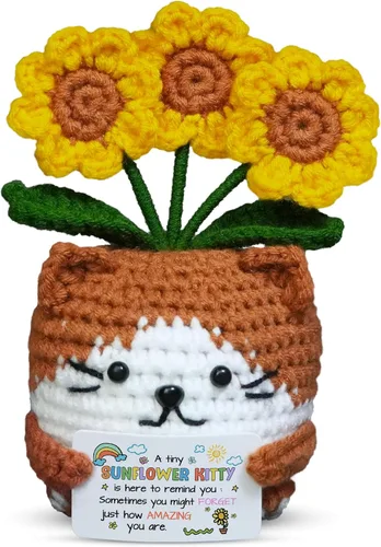 Vista 3 de OASSIE Regalos de graduación de jardín de infantes para niños y adolescentes, animales de ganchillo positivos de oso de girasol, inspiradores