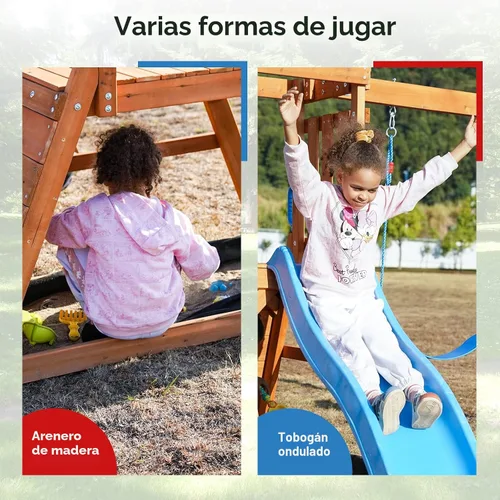 Vista 4 de Conjuntos de columpios de madera Dolphin Playground para el patio trasero con tobogán de 6 pies, juego de exterior para niños con fosa de arena