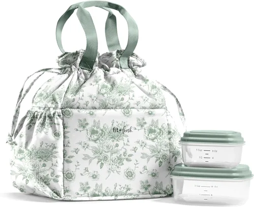 Vista 16 de Fit & Fresh Cromwell Bolsa de Almuerzo con Cordón para Mujeres, Juego Completo de Almuerzo con 2 Contenedores, Resistente a las Manchas, Resistente