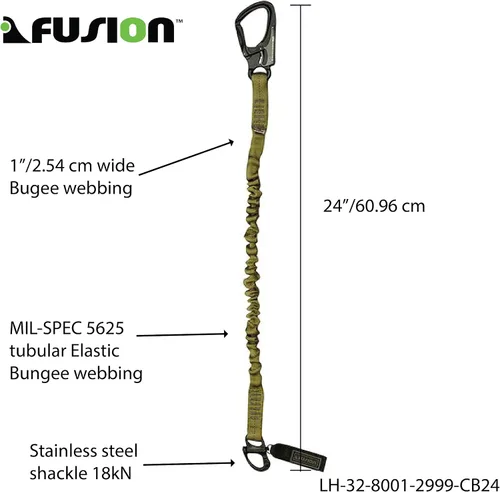 Vista 3 de Fusion Climb Retention Lanyard with Snap Hook and Shackle - Helo Personal
