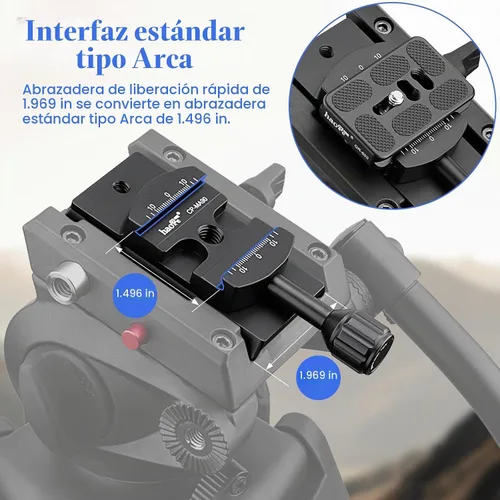 Vista 3 de Haoge CP-MA90 Adaptador de abrazadera QR de placa de liberación rápida para cabezal de video líquido Manfrotto para trípode seleccionado a Adaptador