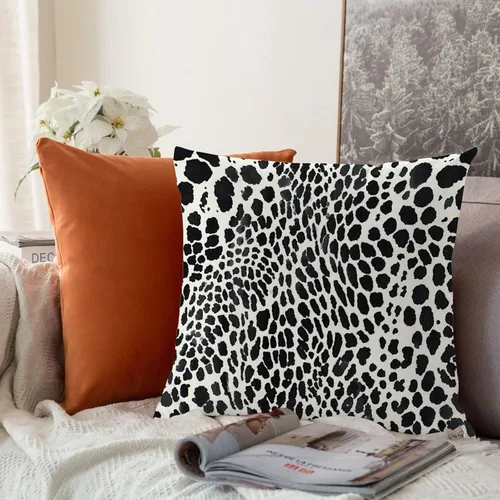 Vista 5 de Fundas de almohada de granja con cremallera de 16 x 16 pulgadas, estampado de leopardo y guepardo blanco y negro, fundas de almohada decorativas