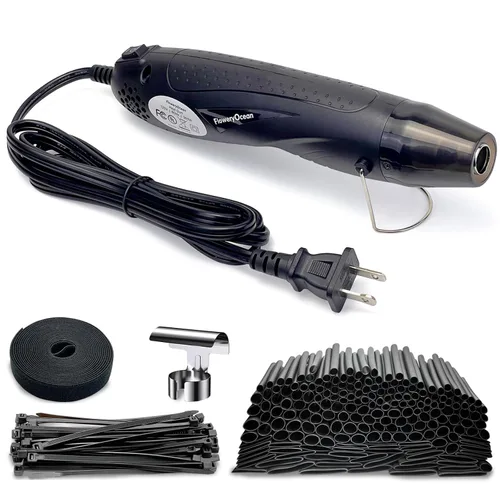 Vista 8 de Kit de tubos termorretráctiles, relación de encogimiento 2:1, 328 tubos retráctiles de alambre y mini pistola de calor de 300 W, para envoltura
