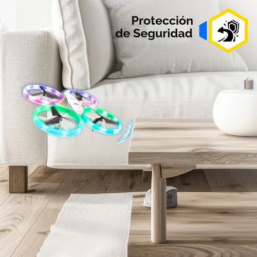 Vista 4 de Drones para niños, dron RC con luces LED frescas, mini control remoto, para interiores y exteriores, cuadricóptero RC con giro 3D y 2