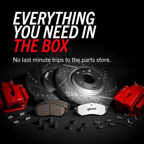 Vista 4 de PowerStop Kit de freno y pinza delantera para Lexus GX460 2016-23 Toyota 4Runner 2015-24 - Rotores de disco de remolque y camión perforados