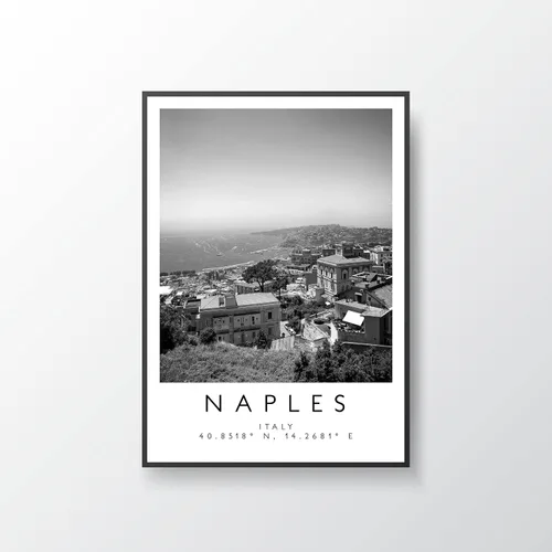 Vista 4 de Impresión de Nápoles, póster de Nápoles, arte de pared de viaje, impresión de viajes, impresión de Italia, decoración de viajes, arte en blanco