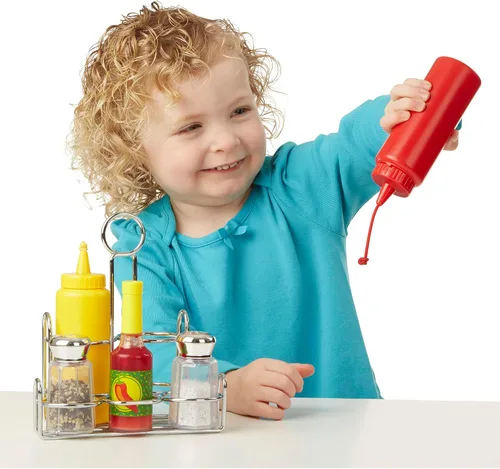 Vista 8 de Juego de condimentos de Melissa & Doug (6 piezas) alimento de juego, carrito de acero inoxidable