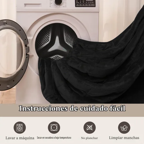 Vista 6 de Sivio Manta con peso para adulto, tamaño individual, 15 libras, 48 x 72 Negro