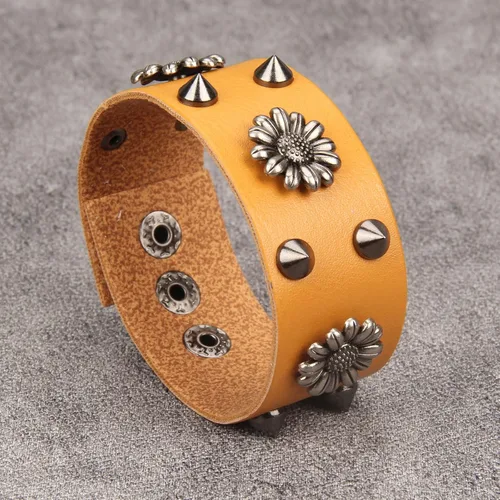 Vista 5 de Jeilwiy Pulseras de cuero punk para hombres, pulseras hechas a mano, brazalete ancho, joyería trenzada, color negro y marrón, ajustable, regalos