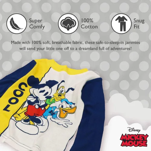 Vista 3 de Disney Boys' Mickey Mouse Snug Fit Cotton Pajamas