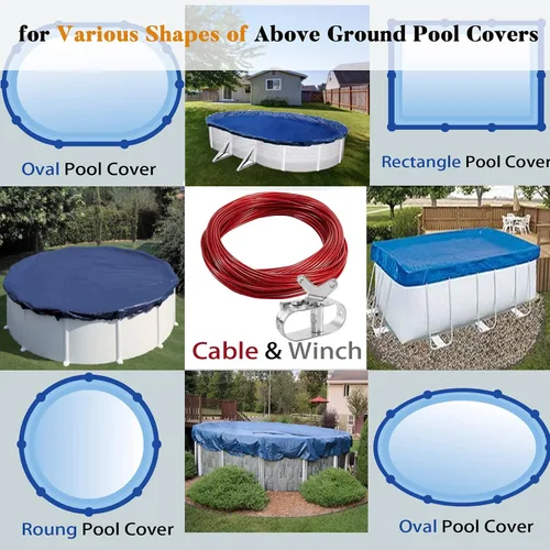Vista 5 de Cable y cabrestante para cubierta de piscina, cable de cubierta de piscina resistente de 100 CW y trinquete para asegurar cubiertas de piscina sobre