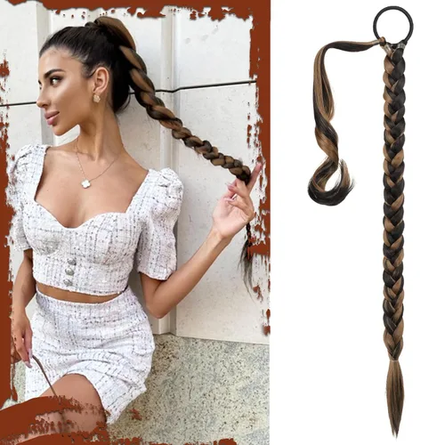 Vista 87 de SOFEIYAN Extensión de cola de caballo trenzada larga con banda elástica y mechón liso envolvente, extensiones de cabello naturales suaves