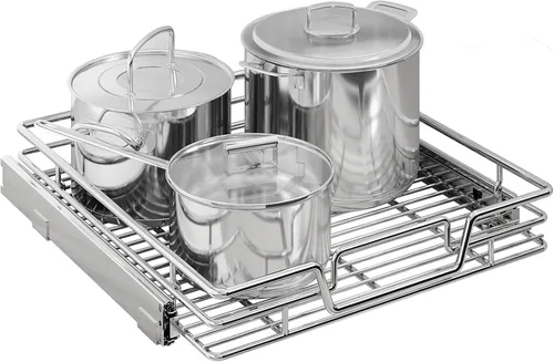Vista 19 de Estante extraíble para armario de cocina de 2 niveles y organizador de cajones, cesta de despensa deslizante en varios tamaños