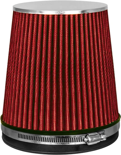Vista 9 de Filtro de aire seco ROJO de 2.5" 63.5 mm con entrada de cono de aire frío de repuesto de alto rendimiento lavable con abrazadera 2.5-inch (63.5mm)