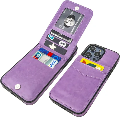 Vista 21 de KIHUWEY Compatible con iPhone 14 Pro Max Funda Cartera Plegable con Soporte para Tarjeta de Crédito, Cierre Magnético de Cuero Premium, Función