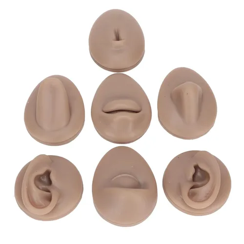 Vista 3 de Modelo de perforación corporal, 6 piezas de simulación de silicona para perforación de parte del cuerpo, kit de práctica de piercing, oreja, nariz