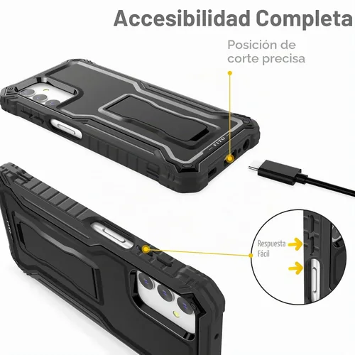 Vista 3 de FITO Funda para Samsung Galaxy A13, doble capa a prueba de golpes resistente con protector de pantalla de vidrio para teléfono Samsung A13 5G Negro