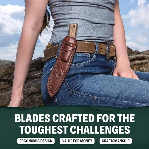 Vista 5 de Condor Tool & Knife - Cuchillo grande Huron Bushcraft - Hoja de acero de alto carbono 1095 - Construcción de espiga completa - Mango ergonómico