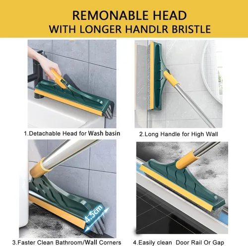 Vista 5 de Marve - Cepillo de limpieza de baño con limpiaparabrisas, mango largo, rotación de 180°, limpieza de azulejos, accesorios de cocina y baño, cepillo