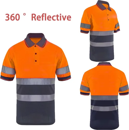 Vista 4 de SMASYS Polo de seguridad - Construcción reflectante Hi-viz ropa de trabajo camisetas con bolsillos para mujeres y hombres