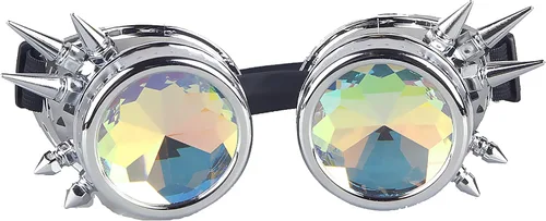 Vista 4 de Anteojos para fiesta con lentes de cristal diseño de caleidoscopioarco iris. Entrega en 3-5 días.