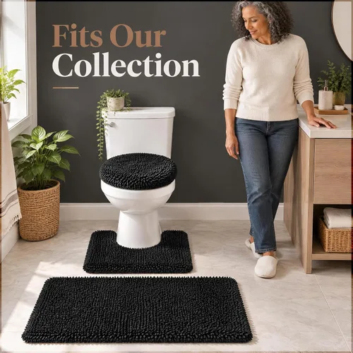 Vista 9 de Mayshine - Cubierta de microfibra tipo shaggy para la tapa del asiento del baño, estándar para baño Beige