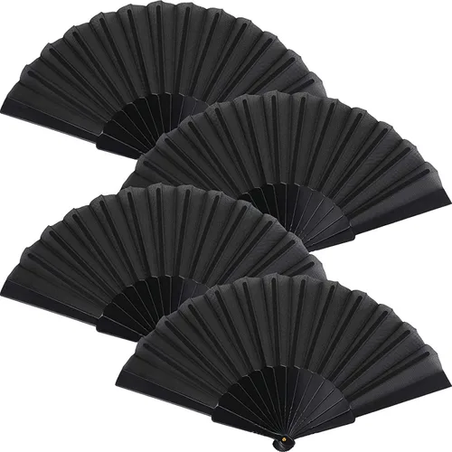 Vista 19 de HUNANBANG 4 abanicos de mano plegables de bambú oriental, solo para adultos, regalo de boda, recuerdos de fiesta, decoración de bricolaje
