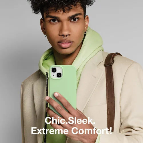 Vista 7 de GONEZ Funda para iPhone 15, funda de silicona líquida con [1 protector de pantalla + 1 protector de lente de cámara], forro de microfibra suave Verde