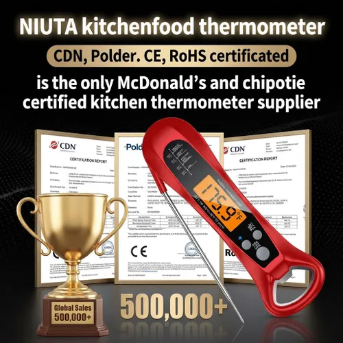 Vista 3 de Therm Pro® Chef - Termómetro digital para carne, lectura instantánea de 1 segundo, certificado NIST® con precisión de ± 0.5 ℉, pantalla LED ultra