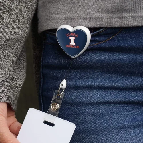 Vista 2 de Llavero retráctil con logotipo oficial de la Universidad de Illinois para tarjetas de identificación