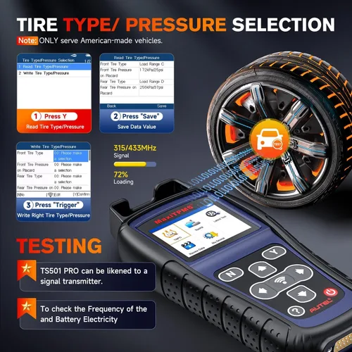 Vista 8 de Autel MaxiTPMS TS501 PRO TPMS Herramienta de programación, 2026 igual que TS508 Up of TS501 TS408S, Program Autel MX-Sensor 315/433MHz, Relearn