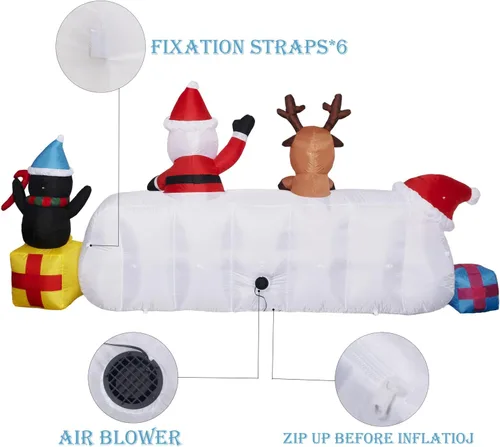Vista 10 de Beyond Your Thoughts Decoración inflable de Navidad de 10 pies de largo, pancarta de Papá Noel, ciervo, pingüino, regalos inflables para vacaciones