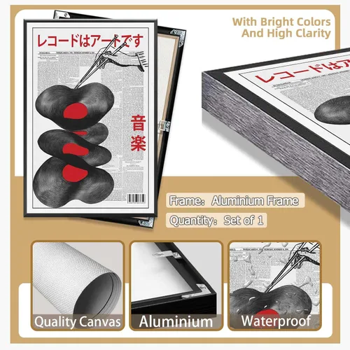 Vista 7 de Póster de lienzo de álbum de música vintage japonés, arte de pared retro, arte de pared divertido de moda, álbum de música japonés, impresión