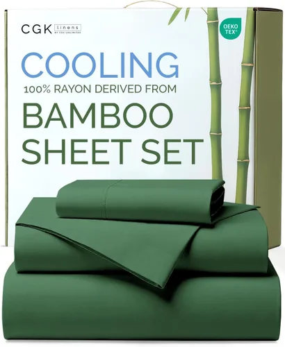 Vista 18 de Sábanas de bambú 100% rayón derivado de bambú, tamaño individual, sábanas refrescantes para individuales. Ropa de cama ultra suave, transpirable